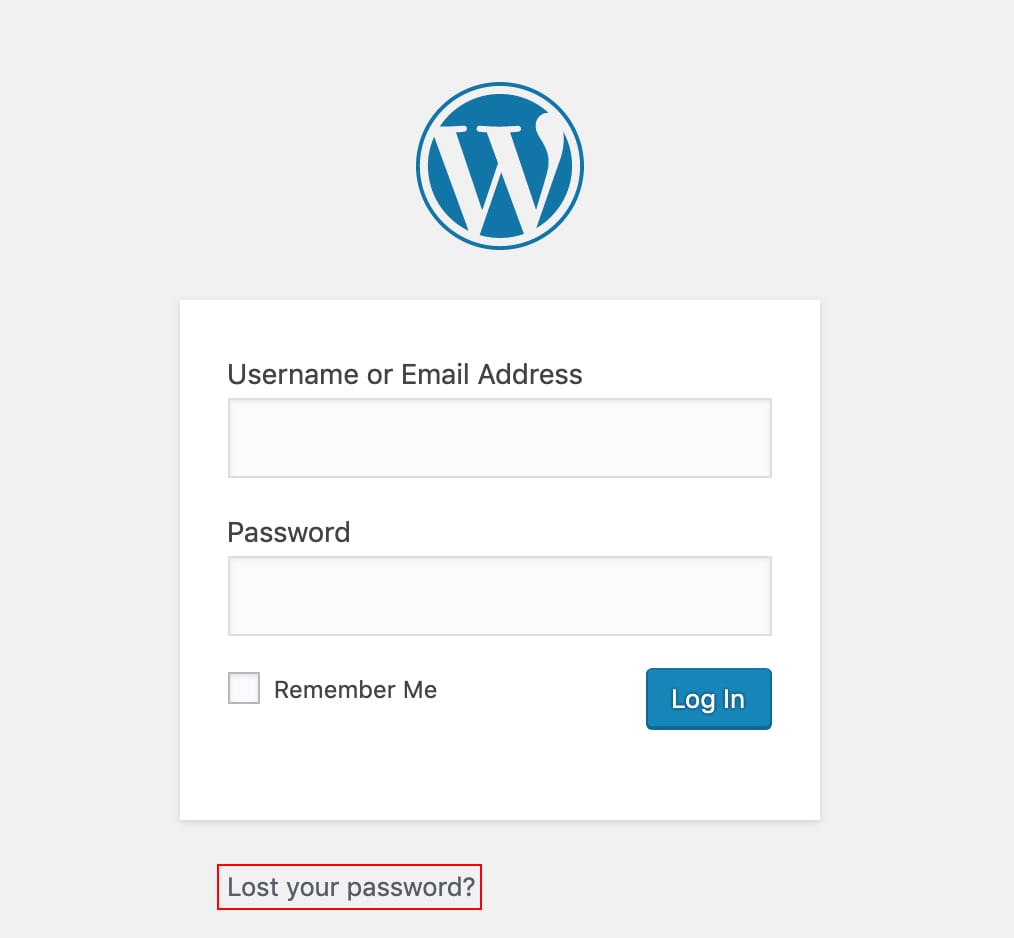 wordpress lost password